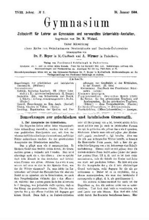 Bemerkungen zur griechischen und lateinischen Grammatik
