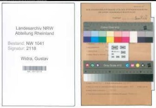 Entnazifizierung Gustav Widra , geb. 29.10.1909 ()
