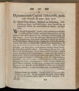 I. Diplomatarium Capituli slesvicensis,[...]
