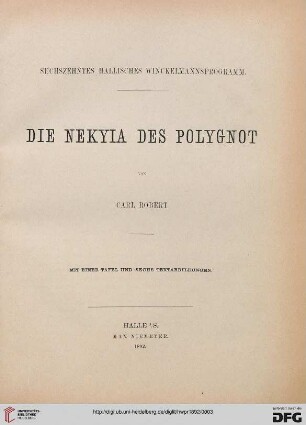 Band 16: Hallisches Winckelmannsprogramm: Die Nekyia des Polygnot