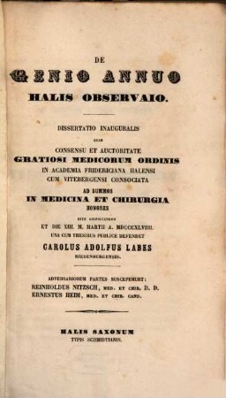 De genia annuo Halis observato