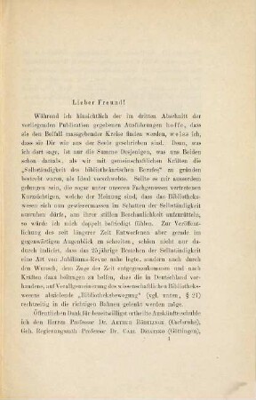 Die Selbständigkeit des bibliothekarischen Berufes in Deutschland als Grundlage einer allgemeinen Bibliotheksreform