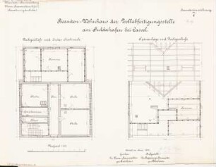 Beamtenwohnhaus der Zollabfertigungsstelle im Hafen, Kassel: Grundrisse DG, Sparrenlage 1:100