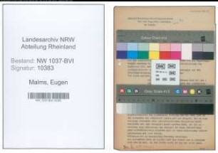 Entnazifizierung Eugen Malms , geb. 20.05.1901 ()