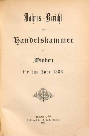Jahresbericht der Handelskammer von Minden. 1888 (1889)