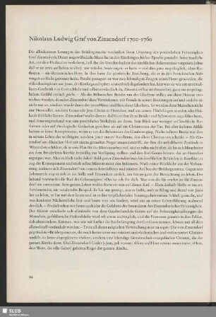 Nikolaus Ludwig Graf von Zinzendorf 1700-1760