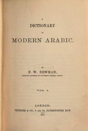 A Dictionary of Modern Arabic. I