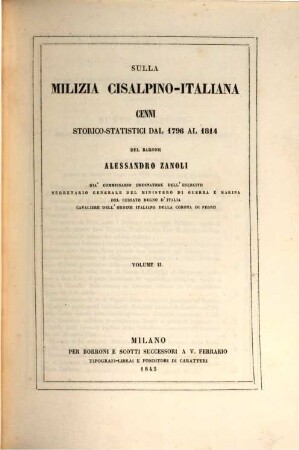 Sulla milizia cisalpino-italiana : cenni storico-statistici dal 1796 al 1814, 2