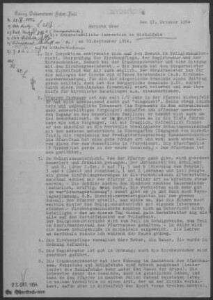Michelfeld: Inspektionsbericht 1954