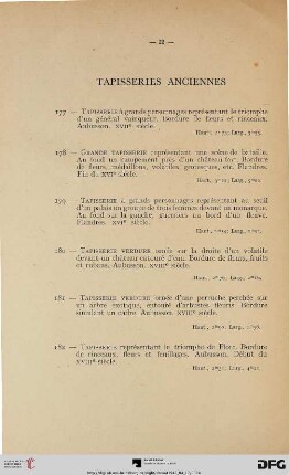 Tapisseries anciennes (Nr. 177-182)