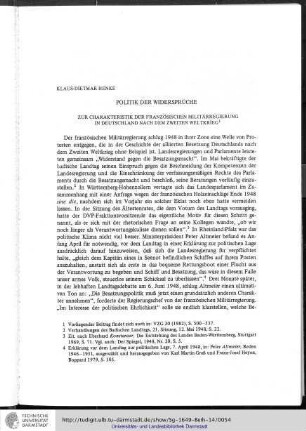 Klaus-Dietmar Henke - Politik der Widersprüche. Zur Charakteristik der französischen Militärregierung in Deutschland nach dem Zweiten Weltkrieg