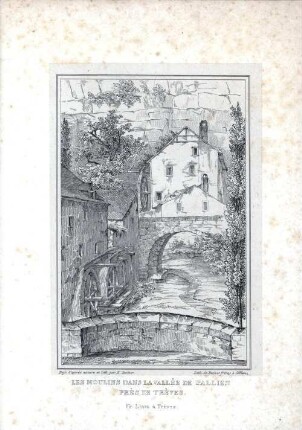 [Teilansicht von Trier - Pallien mit den beiden Mühlen] : les moulins dans la vallée de Pallien près de Trèves