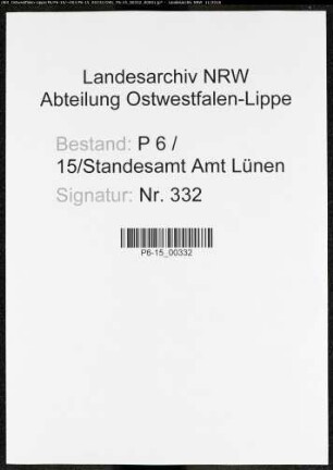 Sterberegister Standesamt Lünen
