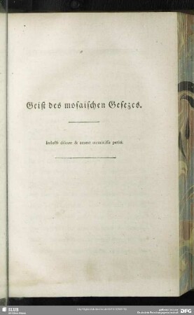 Geist des mosaischen Gesezes