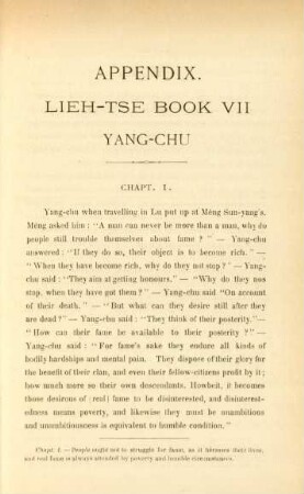 Appendix. Lieh-Tse Book VII Yang-Chu