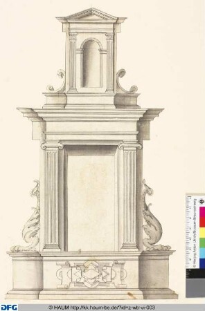 Zentralperspektivischer Entwurf für eine Wandnische