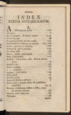 Index Rerum Notabiliorum