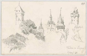 Bauernfeind, Gustav; Italien; Österreich; Schweiz; Studien- und Reiseskizzen - Türme in Luzern, Schweiz (Ansichten)