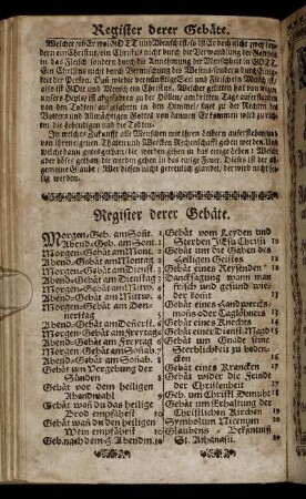 Register derer Gebäte.