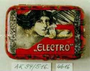Blechdose für ? "'ELECTRO'" (Abbildung eines Engels)