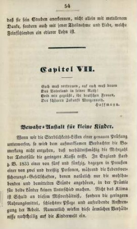 Capitel VII. Bewahr-Anstalt für kleine Kinder