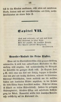 Capitel VII. Bewahr-Anstalt für kleine Kinder