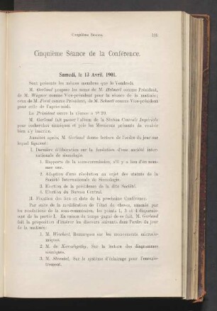 Cinquième Séance de la Conférence