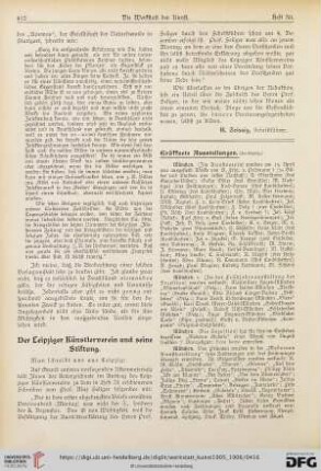 Der Leipziger Künstlerverein und seine Stiftung