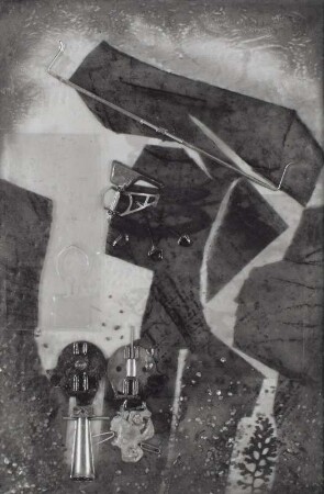 Abstrakter weiblicher Kopf mit Hut und Brille