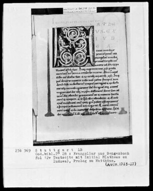 Evangeliar — Initiale M (atheus ex Iudaea), Folio 12verso