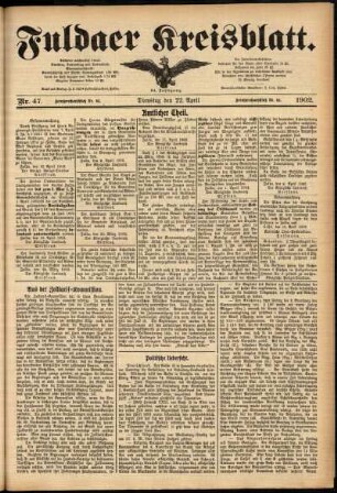 Ausgabe vom Dienstag, den 22. April 1902.