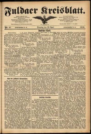Ausgabe vom Dienstag, den 22. April 1902.
