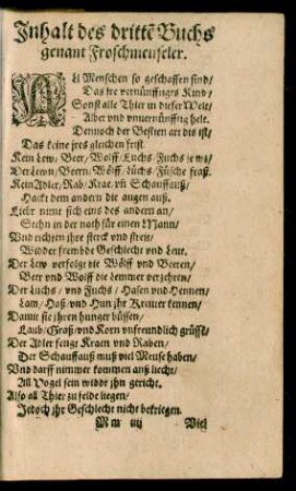 Inhalt des dritten Buchs genant Froschmeuseler.