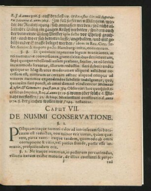 Caput VII. De Nummi Conservatione.