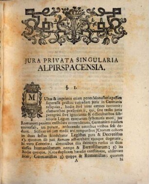 Ad quorundam in Wurtembergia monasteriorum praesertim Alpirspacensis iura privata singularia flores sparsit