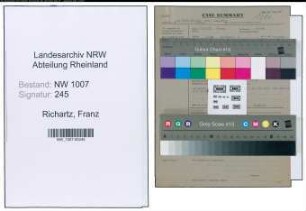 Entnazifizierung Franz Richartz , geb. 11.05.1903 (Metzger)