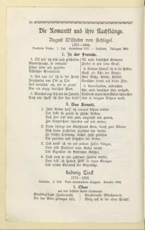 Die Romantik und ihre Nachklänge