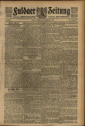 Erste Ausgabe vom Freitag, den 04. September 1908.