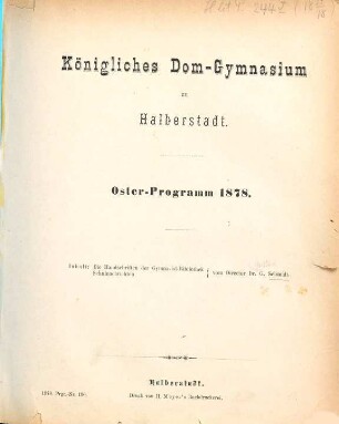 Oster-Programm. 1877/78