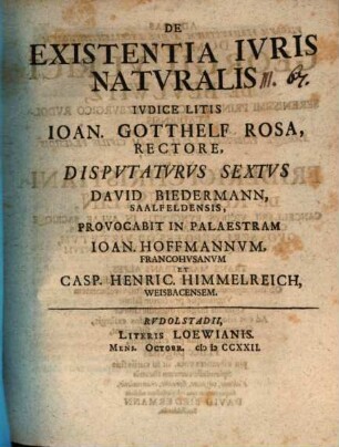 Diss. VIta De existentia iuris naturalis