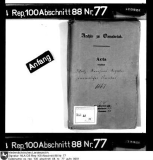 Revidierte Schatzregister sämtlicher Ämter Enthält: Ämter Fürstenau, Vörden (ab Bl. 60), Grönenberg (ab Bl. 87), Wittlage und Hunteburg (ab Bl. 156), Iburg (ab Bl. 200), Reckenberg (ab Bl. 325)