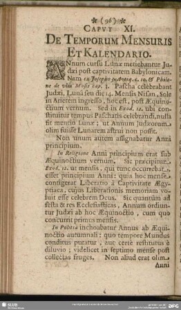 Caput XI. De Temporum Mensuris Et Kalendario