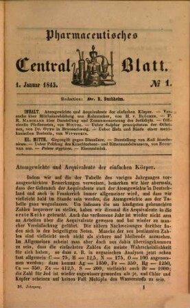 Pharmaceutisches Centralblatt. 16, 16. 1845