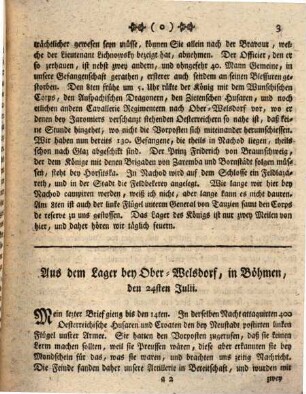 Journal der Operationen der combinirten Königlich-Preußischen und Churfürstlich-Sächsischen Armee, unter Commando Sr. Kön. Hoheit des Prinzen Heinrich von Preußen, 1. Aus dem Lager bey Nachod vom 14. Julii