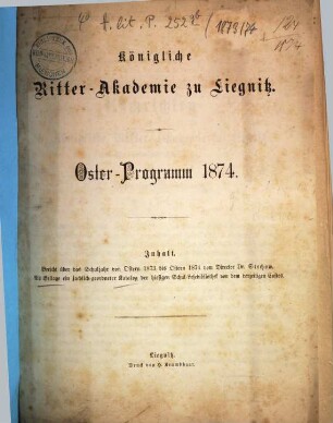 Oster-Programm. 1873/74