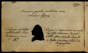 Christofer Fredericus Aurelius Cotta, Divo Josepho Augusto Postis Imperii Sacri Tubingensibus (Silhouette). Tübingen, 13.03.1782 [=Geburtstag des Kaisers Joseph II.].