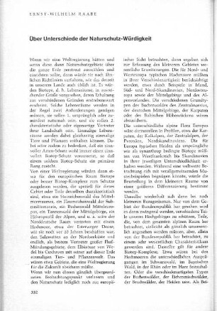 Über Unterschiede der Naturschutz-Würdigkeit