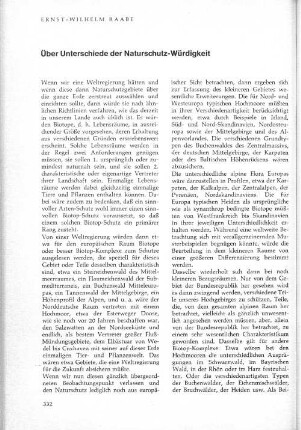 Über Unterschiede der Naturschutz-Würdigkeit