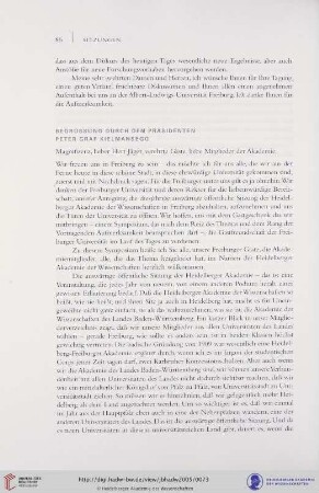 Begrüßung durch den Präsidenten Peter Graf Kielmansegg