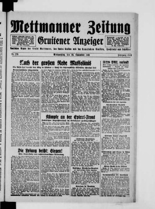 Mettmanner Zeitung. 1919-1940